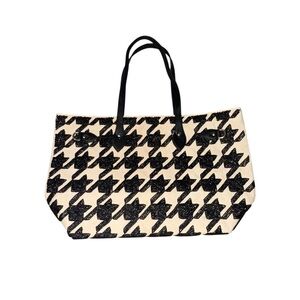 Women's Tiana New York Elegant Beaded Houndstooth Black Tote Bag